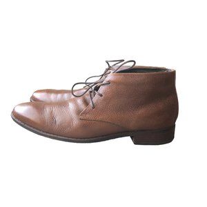 Cole Haan Mens Brown Leather Walnut Grain Chukka Boots